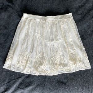 Cream embroidered tulle skirt
